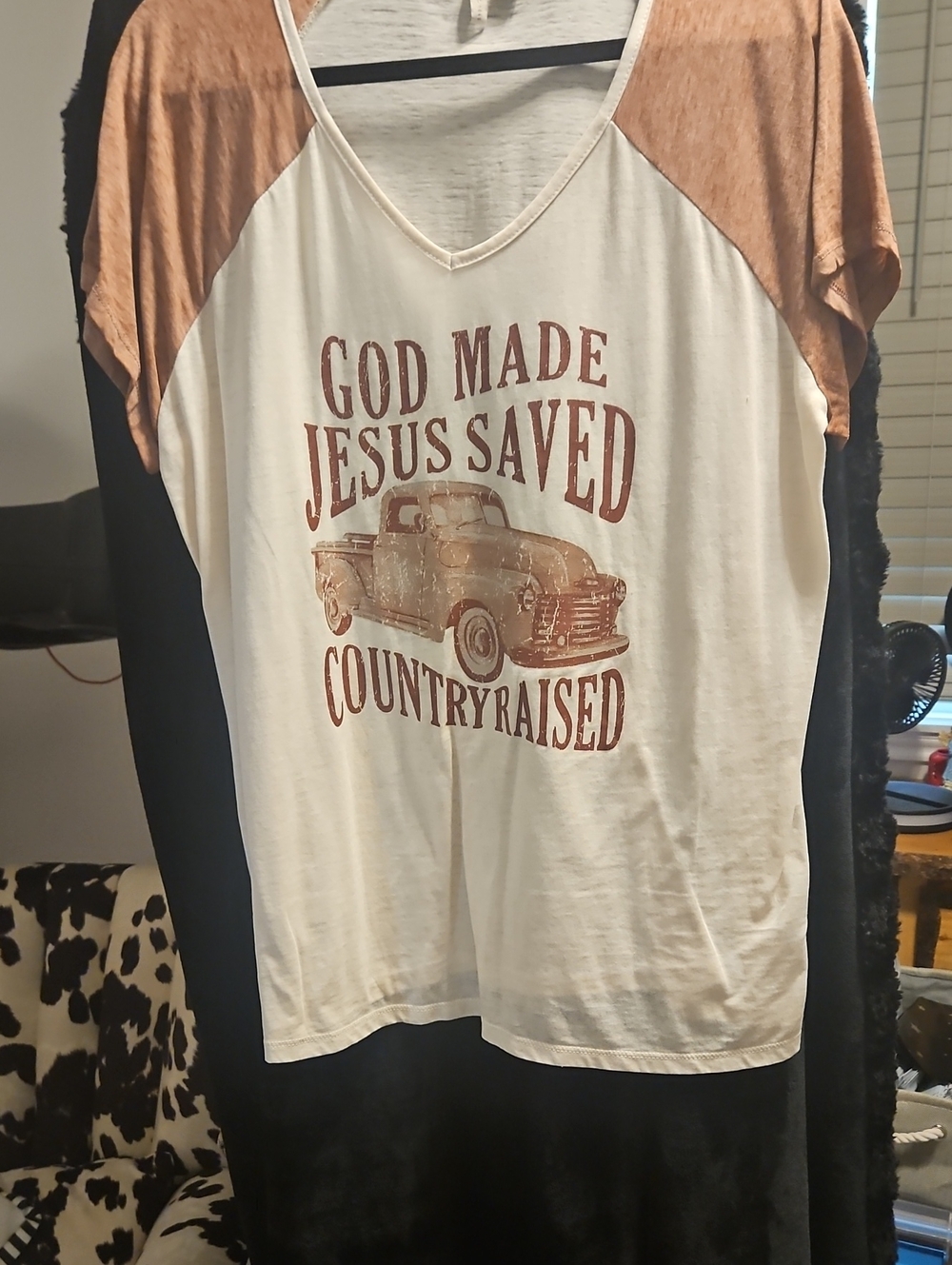 Country Raised Graphic Raglan Tee - Cream & Rust